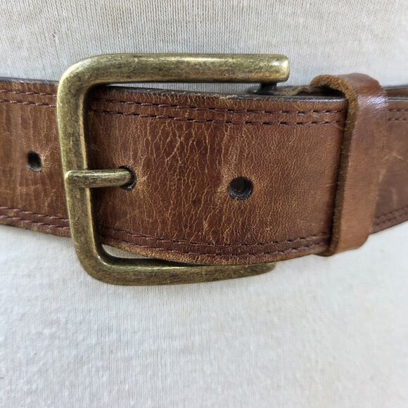 Boho Studded Leather Belt L Distressed Brown Floral Cutout Western Festival main image 11